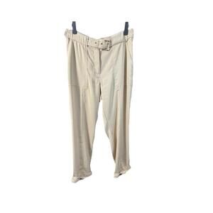 MICHAEL KORS Basics Womens Khaki Cuffed Pants W/Belt Sz S Relaxed